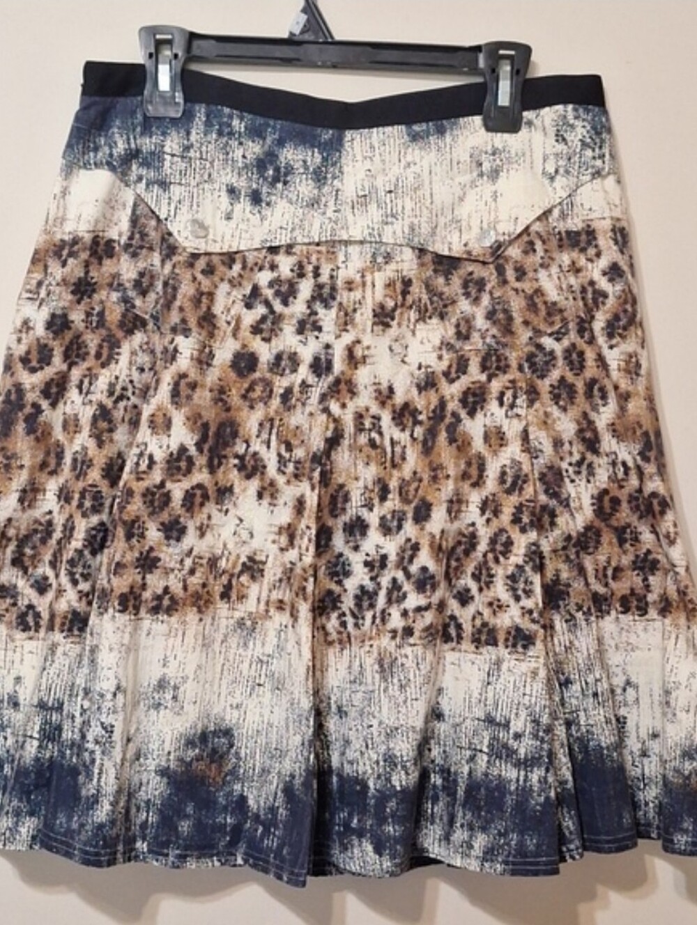SPANNER Leopard Print Abstract Cotton A-Line Skirt Size 10 - Picture 3 of 5